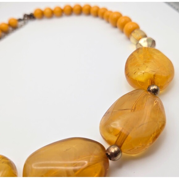 Vintage Butterscotch Lucite and‎ Yellow Acrylic Beaded Adjustable Necklace - Picture 1 of 4